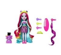 Enchantimals Sunshine Beach Persida Panther & Mistery Bambola con capelli colorati accessori per lo styling, gonna stampata e mascotte pantera, giocattolo regalo per ragazzi e ragazze +4 anni, HTJ69