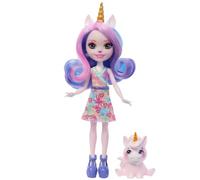 Enchantimals Sunshine Beach - Ulia l'Unicorno e amica Pacifica, bambola con gonna rimovibile, orecchie e corno di unicorno e accessori, amico cucciolo incluso, giocattolo per bambini, 4+ anni, HRX84