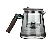 Enchantipot Teapot, Teapot with Infuser, Press Control Glass Tea Pot with Wooden Handle & Stainless Steel Strainer, 750 mlTea and Water Separation Kettle for Loose Leaf Tea, Gray