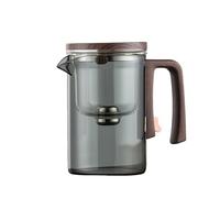 Enchantipot - Teiera in vetro con infusore, magica separazione dell'acqua, manico in legno, vetro borosilicato resistente al calore, con filtro (520 ml, grigio)