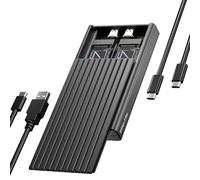Enclosure SSD Dual M.2 NVMe, ICY BOX 20Gbps NVMe, adattatore da USB C a M2 per SSD M Key PCIe 2230/2242/2260/2280 M.2, lettore SSD in alluminio con installazione senza attrezzi a doppia baia