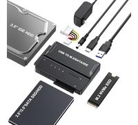 Enclosure SSD esterna 3 in 1 per NVMe M.2 SATA/IDE 2,5"/3,5" HDD - Adattatore per disco rigido USB 3.2 Gen 2 (10 Gbps) Type-C per unità IDE 2230/2242/2260/2284 e 3,5"
