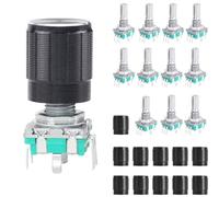 Encoder rotativo DAOKAI EC11, encoder rotativo a 360 gradi, interruttore di codice 15 mm, potenziometro digitale a pulsante 5 pin, con cappuccio a manopola per progetti di elettronica - 12 pezzi