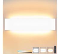 ENCOFT 18W 40cm Applique da Parete a LED Interno Dimmerabile con Telecomando, Lampada da Parete Rettangolare Up Down Spot, Luce Illuminazione da Muro in Alluminio, 2700K-6000K, 0-2400LM, Bianco