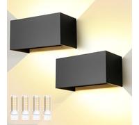 ENCOFT 2 Pezzi 24W LED Lampada da Esterno Interno Lampadina Sostituibile G9 | Applique da Esterno IP65, Lampada da Parete Bianco Caldo 3000K in Alluminio Angolo Regolabile Nero per Giardino
