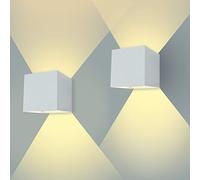 ENCOFT 2pcs 12W Applique Esterno COB LED Moderno, Lampada da Parete per Interno Esterno Applique da Parete Luce Bianco Caldo 3000K, Alluminio Angolo Su e Giù Regolabile IP67 Impermeabile Bianco