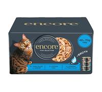 Encore Cibo umido naturale per gatti, confezione multipla di pesce in brodo, 4 x 12 x 70 g (totale 48 lattine)