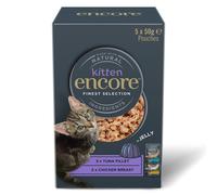 Encore Kitten in gelatina Pacco misto 5 x 50 g in buste gatto - Mix: Feinest Selection (Filetto di Tonno & Petto di Pollo)