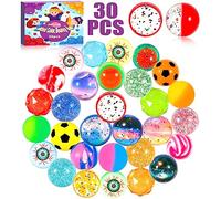 ENCOUN 30Pezzi Palline Rimbalzanti, 32mm Palline Rimbalzanti per Bambini, Palline di Gomma Rimbalzanti, Feste e Riempitivi per Calze, Palline Rimbalzine Bambini per Feste Premi Regali, Colore Casuale