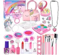 ENCOUN 32Pezzi Trucchi Bambina Set, Set Trucco Lavabile per Bambini, Valigetta Trucchi Bambina, Set da Trucco per Bambine Regali di Compleanno di Natale per Ragazze 4 5 6 7 8 9