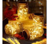 ENCOUN 4 Pezzi Lanterne da Esterno, Lanterne Solari da Esterno, Luci da Esterno Solari con 30 LED, IP65 Impermeabile Lampada Solari Barattolo, Lampade Solari da Giardino per Prato, Natale, Festa