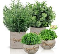 ENCOUN 4Pezzi Piante Artificiali, Piante Finte da Interno, Mini Pianta Artificiale, Piantine Finte Decorative, Piante Artificiali da Internos per Casa, Ufficio Tavolo, Bagno, Decorazione Interno