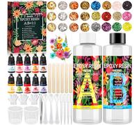 ENCOUN Resina Epossidica Trasparente, 510ml Resinas Epossidicas, 1:1 Colla Resinas Epoxy con Indurente, Kit Resinas Epossidica Completo con Glitter, Resina Epossidica Kit per Creazione Gioielli DIY