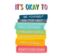 Encouraging Poster for Readers It Is Ok To Be a Book Lover Canvas Wall Art Positive Affirmation for Classroom School Study Room Decor(Framed,08x12inch(20x30cm))