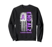 End Alz Alzheimer's Awareness Bandiera Americana Nastro Viola Felpa