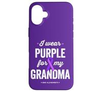 End Alz, indosso viola per mia nonna, consapevolezza dell'Alzheimer Custodia per iPhone 16 Plus