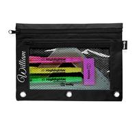 Enday Astuccio grande per raccoglitori a 3 anelli, nero, astuccio a rete con cerniera, astuccio per penne e penne, piccolo astuccio per cosmetici, contenitore, disponibile anche in rosa, viola, verde,