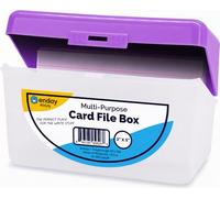 Enday Custodia per schede di memoria 3 x 5, colore viola, per schede flash con chiusura a scatto, per ricette, contiene 250 carte, disponibile anche in rosso, verde, blu, grigio, rosa (1 pz)