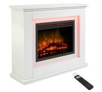 Endeavour Fires Castleton Camino Elettrico Suite 39"| Fuoco ad effetto fiamma realistico, caminetto decorativo, tecnologia LED a basso costo, colore bianco | 27,9f. x 100w. x 82,5h. cm