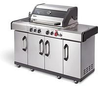 Enders Kansas Pro 4 SIK Profi Turbo Barbeque a gas 4 Fuochi + Bruciatore Backburner + Fornello Laterale, Bbq Grill in Acciaio Inox, Zona Turbo, Heat Range, Simple Clean, 153 x 64 x 118 cm #871433