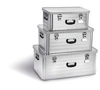 Enders - Set Scatole Alluminio con Coperchio - Scatole Porta Oggetti Toronto (47L + 80L + 130L) - Box Alluminio con angoli rinforzati e impilabili - Estremamente robuste- Argento #3915