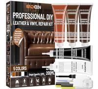 Endhokn Kit Riparazione Pelle, 5 Colori Kit Riparazione Vinile per Divani Mobili Sedili Auto Giacche Ripara Graffi, Tagli, Strappi, Fori, Lacerazioni Colori Abbinabili e Facile da Usare