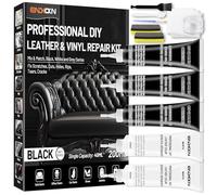 Endhokn Nera Kit di Riparazione Pelle, 3 Nero 2 Bianco Kit di Riparazione in Vinile per Riparare Graffi Tagli Strappi Fori Lacerazioni, per Sedili Auto Divani Giacche Borse Borsette Cinture Mobili