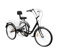 Endingfuny 6 marce 3 ruote triciclo 24 pollici per adulti triciclo Cruiser con cestello bicicletta carico regolabile in altezza per esterni, nero