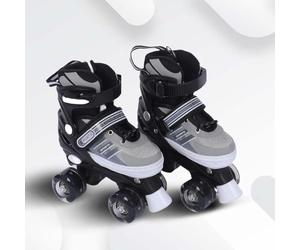 Endless EL1029 Adjustable Roller Skates Medium Size 34 EUR (UK 1.5) - 38 EUR (UK 5) for 6 to 12 Years | Black | Strong Chassis and 70 mm PU Four Flashing Wheels | ABEC 7 Bearings | Indoor and Outdoor