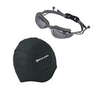 Endless High-Performance Swimming Cap and Goggles Combo Set | Premium Silicone Swim Cap with Anti-Fog, UV Protection Swim Goggles | Sleek Design for Men and Women |Color: Silver Black