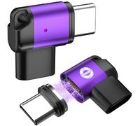 EndlesShine Adattatore magnetico USB C, 90 gradi, confezione da 2 pezzi, sottile angolo a L, 16 pin, PD 240 W, telefono OTG di ricambio e connettore di tipo C (viola)