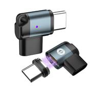 EndlesShine Adattatore magnetico USB C, 90 gradi, confezione da 2 pezzi, sottile angolo a L, 16 PIN PD 240 W, telefono OTG, ricambio e prolunga di tipo C (nero)