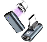 EndlesShine Adattatore magnetico USB C da 240 W, 90 gradi, confezione da 2 pezzi, 16 pin, USB C, adattatore angolare a L, per telefono OTG 480 Mbps, trasferimento dati, cavo di ricarica di tipo C
