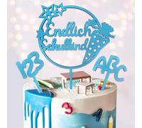 Endlich Schulkind - Decorazione per torta in legno, per l'inizio della scuola, 2024