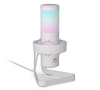 ENDORFY Axis Streaming Onyx White, Effetti RGB dinamici, Jack per Cuffie, Tasto Touch per mutare con indicatore LED, manopola del Guadagno, USB Plug&Play, Microfono con Pattern Regolabile, EY1B007