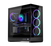 ENDORFY Fishtank 6000 Corona, Case PC ATX E-ATX Gaming, Design Panorama in Vetro Temperato, Ventola ARGB PWM 4x120mm, USB-C, Raffreddamento 360mm, GPU fino a 445mm, Modern Black Computer Case