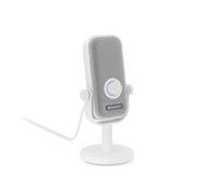 ENDORFY Solum Voice S Onyx White, microfono da gioco per PC, microfono per podcast, microfono per streaming, illuminazione RGB, microfono usb plug & play, pulsante tap-to-mute, controllo GAIN, caratte