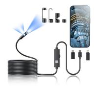Endoscope Camera with Light,1920P HD Borescope Tools with 8 Adjustable LED Lights, Endoscope with Semi-Rigid Snake Camera, IP67 Waterproof Inspection Borescope for iOS and Android-16.4ft Dual-Lens