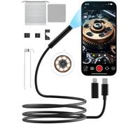 Endoscopio con luce, endoscopio HD 1920P con fotocamera a serpente semirigida da 1,8 m, telecamera endoscopica con 8 luci LED regolabili, telecamera di ispezione impermeabile IP67 da 7,9 mm per iOS