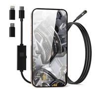 Endoscopio industriale 3 in 1 Micro USB Tipo-C Doppia telecamera impermeabile for ispezione tubi(5m,Dual Soft 8MM)