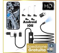 Endoscopio per Smartphone 1920P HD Telecamera Impermeabile per Android iOS 8 LED
