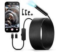 Endoscopio per Smartphone, KAIWEETS 1920P HD Sonda Telecamera Endoscopica con 8 LED, IP67 Telecamera Ispezione Tubi con Cavo Semirigido da 5 M, Compatibile con Android e iOS per Tubi e Lavandini