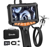 Endoscopio Professionale 5" IPS, Boroscopio Digitale Industriale 1080P HD con Testa Mobile 360°, Sonda Telecamera 8mm IP67, Telecamera Ispezione Tubi per Video Ispezione, con Scheda SD 32GB (1M)