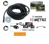 Endoscopio USB Telecamera Ispezione Flessibile a Led 10 Metri Impermeabile Sonda