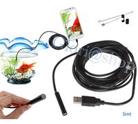 ENDOSCOPIO USB TELECAMERA LED ISPEZIONE VIDEO SONDA IMPERMEABILE FLESSIBILE 5 MT