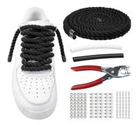 Endoto Lacci Corda per Air Force 1 Scarpe, Rope Laces Stringhe Grossi Grandi Kit per AF Sneaker Con Accessori DIY - Nero, Spessore: 12,7 mm