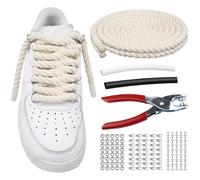 Endoto Lacci Corda per Air Force 1 Scarpe, Rope Laces Stringhe Grossi Grandi Kit per AF Sneaker Con Accessori DIY - Beige, Spessore: 10 mm