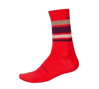 ENDURA BaaBaa Merino Stripe Socks for Cycling | Warmth and Breathability Socks, Red, S-M