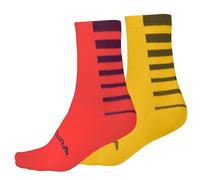Calze Endura Stripe Coolmax rosso chiaro giallo (2 paia) - S-M