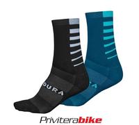 ENDURA COOLMAX STRIPE SOCKS (DOUBLE PACK) BLUE